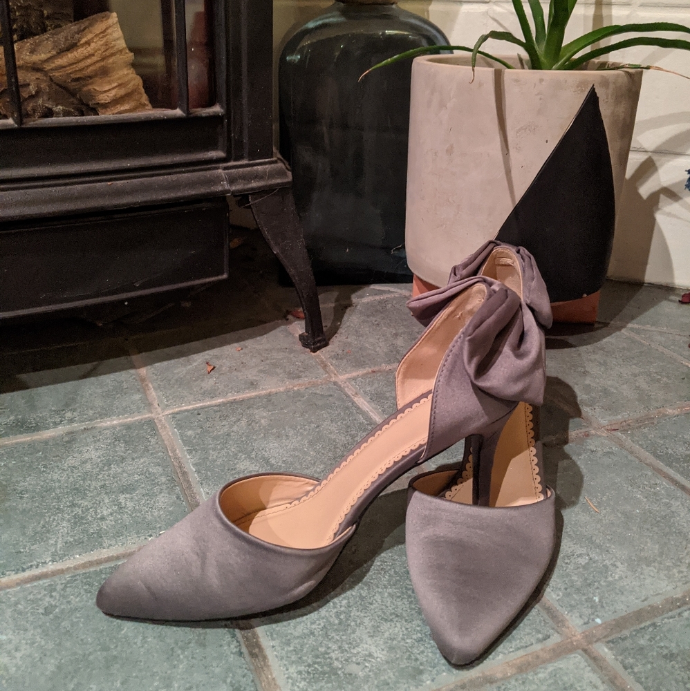Grey satin heels